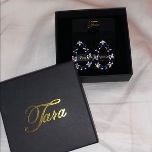 Navy blue and diamond earrings